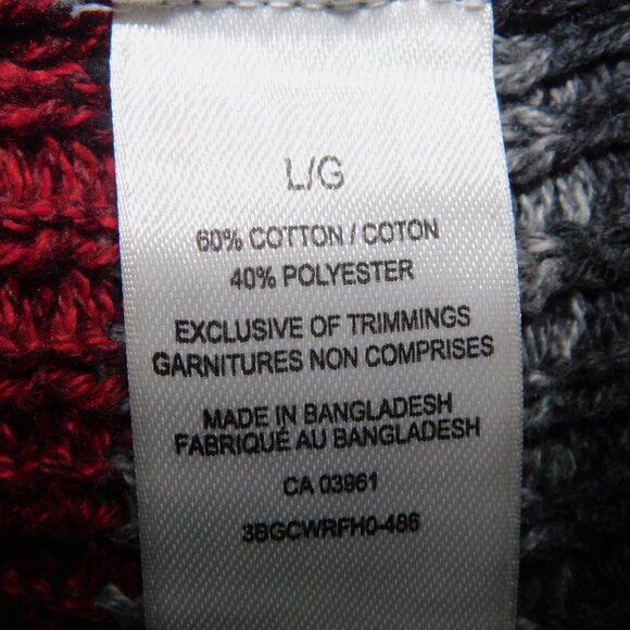 Wind River Womens L Gray Cream Red Deer Reindeer Full Zip Knit Cardigan Sweater - Picture 9 of 10